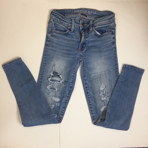 AEO American Eagle Distressed Skinny Jegging 0 - Picture 8 of 8